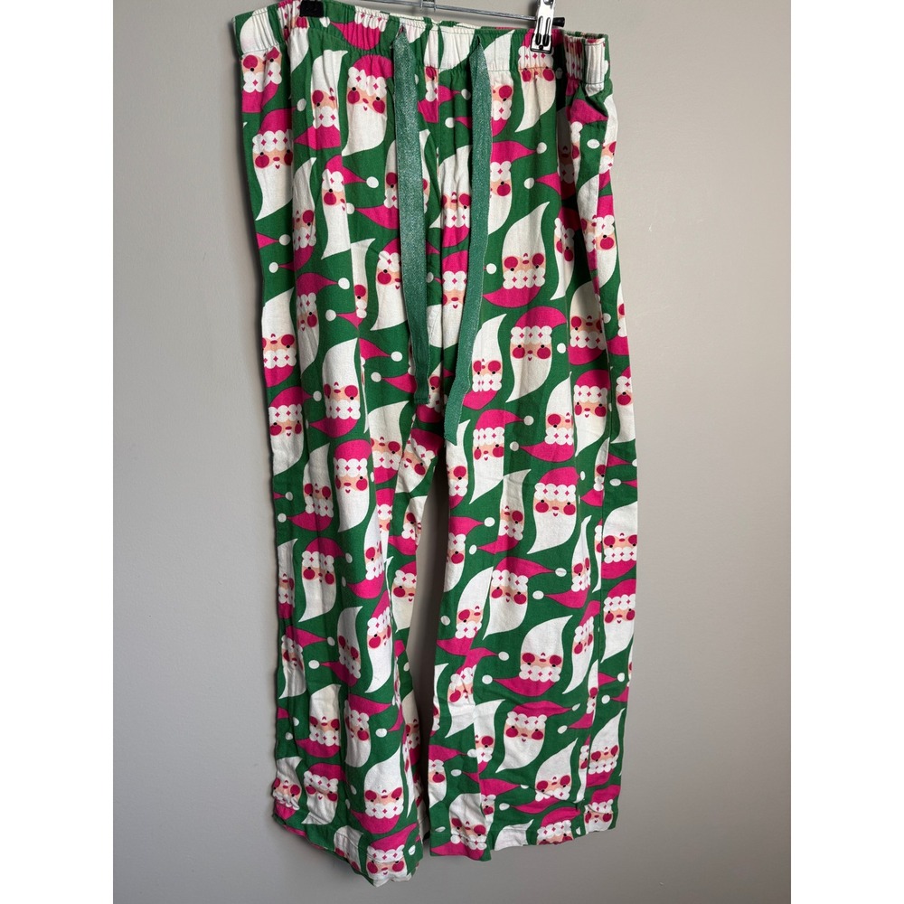 Old Navy Womens Green Santa Claus Pajama Pants L Holiday Festive Cozy Loungewear